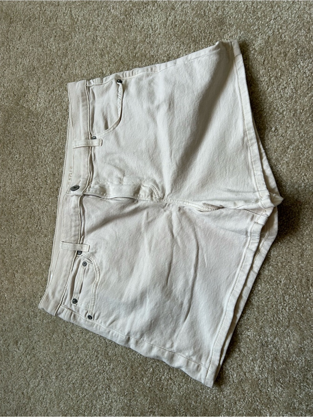 American Eagle Outfitters Cream High-Rise Denim Shorts